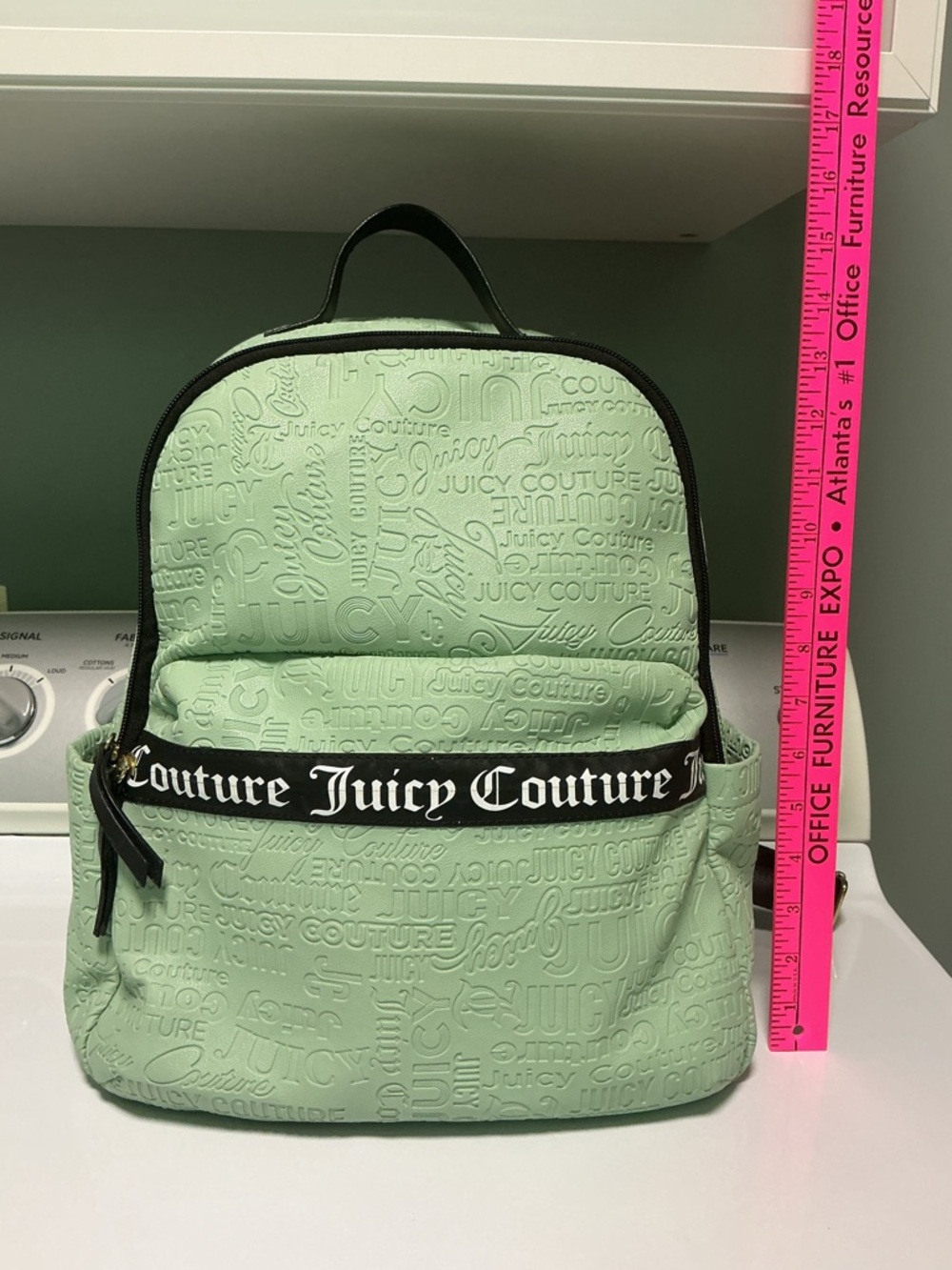 Juicy Couture Mint Green Embossed Word Search Design Backpack NWOT Y2K